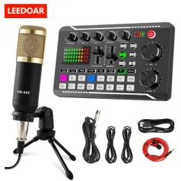 الميكروفونات F998 BM800 تعيين طقم بطاقة الصوت المحمولة استوديو Music Music Mixer Lovenuction Microphone Voice Broadcast Live For Phone PC Record