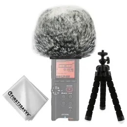 Tillbehör utomhus bärbara digitala inspelare Furry Microphone MIC Windcreen Wind Muff för TASCAM DR22WL DR22 WL DR07 DR 07 + mini stativ