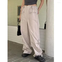 Calça feminina cargo de moda design 2024 calça de streetwear de verão safari estilo pantalones mujer na cintura baixa