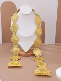 Algerianer Münzbrautgürtel Gold plattiert Metall handgefertigtes fein geschnitzter Napoleon Kopf Arabische Traditionelle Kleid Taillenkette Jude 240329