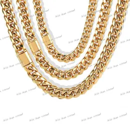 2024 Hot-sale Curb Cuban Link Chain Necklace Environmental Friendly Lock Stainless Steel Basic Punk for Men Women 18 K Gold