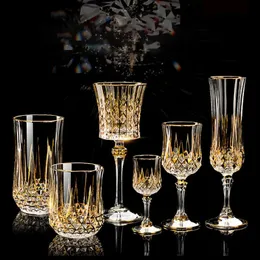 Luxury Crystal vinglas Guldfolie Crystal S Glasögon Champagne Glasögon Vinbägare Vattenkopp för bar bröllopsfestglas 240410