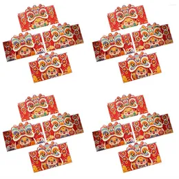 Presentförpackning 12st 2024 Spring Festival National Tide Red Envelope Lion Dance Year's Bag Chinese