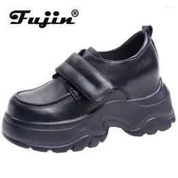 Kleidungsschuhe Fujin 9,5 cm Mary Jane Plattform Keil Frühling Herbst Frauen Casual Slip auf Slipony -Stiefeln echtes Leder