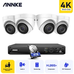 System Annke Poe Camera Zestaw zewnętrzny 4K Ultra HD H.265+ Wykrywanie ruchu alarm CCTV System bezpieczeństwa System 8MP Nadzór wideo Onvif