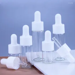 Bottiglie di stoccaggio 500pcs 5 ml 10 ml 15 ml 20 ml siero in metallo liquido in vetro trasparente in vetro trasparente/contagocce di base essenziale