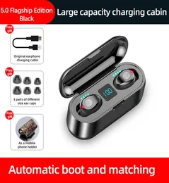 Yeni F9 TWS Bluetooth kulaklık kulaklık kablosuz v50 hiFi stereo kulaklıklar LED ekran TouchControl 2000mAH Powerbank kulaklık Earph3581648