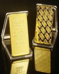 Handicraft Collection 1 oz 24k Gilded Credit Suisse Gold Bar Bullion mycket vacker affärsgåva med olika serier nummer5521159