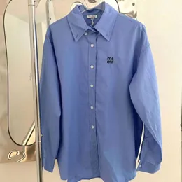 Tasarımcı Gömlek Kadın Gömlek Moda Bahar Mektubu Nakış Grafik Bluz Kavur Uzun Kollu Sıradan Renk Pamuk Gömlek