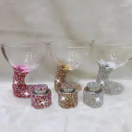 Vinglasögon Champagne Glass Stopper Set Diamond Shiny Crystal Cup Wedding Bar Cocktail Party Drinkware Mugs Birthday Present