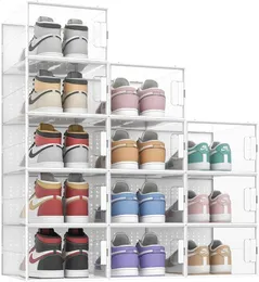 Pinkpum XXL Large Shoe Organizer Storage Boxes for Closet Fit Size 14 Clear Plastic Stackable Sneaker Containers B 240329