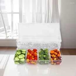 プレートピクニックパーティー多目的4コンパートメントアイスボックスプラスチックデタッチ可能な家庭用調味料