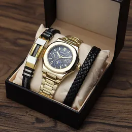 Quartz Omya Fashion Bracciale Box Set di orologi da uomo