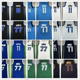 Zszyte męskie koszulki do koszykówki 11 Kyrie 77 Luka Irving Doncic Shorts Pants Vintage Mesh Dirk Nowitzki 41 Jason Kidd 5 Haft Szybki Wyślij