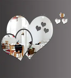 Acrylic Mirror Wall Stickers 3D Creative Heart Shape Mirror Wall Stickers DIY Room Decorative Decal Heart Mirrors7431830