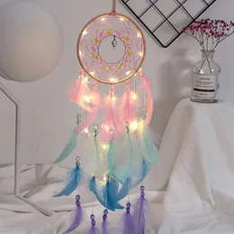 Kolorowy prawdziwy łapacz snów piórek oświetla kreatywne DreamCatcher Girls Praktyczne specjalne prezenty urodzinowe Dekoracja domu 240327