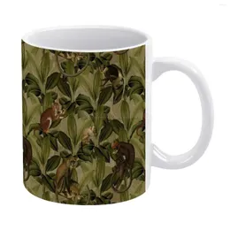 Mugs Monkey Jungle White Mug 11oz roligt keramiskt kaffe te mjölk koppar djur djur vild sommar exotiska natur safari afrika af