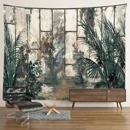 Pianta di alberi foresta arazzo vintage tropicale tema muro decorazioni per sala per la sala estetica del dormitorio del dormitorio decorazione 240321 240321