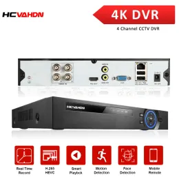 Recorder 4K 8MP 4CH AHD DVR wideorejestrator XMEYE wykrywanie twarzy CCTV cyfrowy rejestrator nadzoru wideo wsparcie 5MP TVI CVI kamera IP