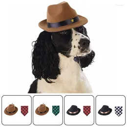 Dog Apparel Funny Western Cowboy Hat Cat Pet Caps Scarf Fashion Small Medium Gentleman Po Prop Party Headwear Supplies