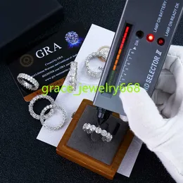 Erkekler Hip-hop 3-5mm Prenses Emerald Round Cut Tenis S925 STERLING Gümüş VVS Ebedi Mossanit Moissanit Elmas Yüzük