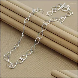 Ketten hohe Qualität 925 Sterling Sier Halsketten Einfache verdrehte 8 Form Herzkette für Hochzeitsvergütung Trendy Schmuck Tropfen liefern Dhdli