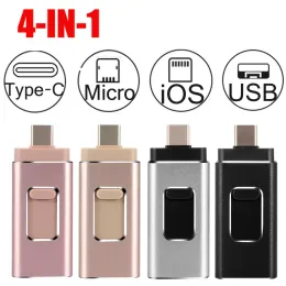 마우스 USB 플래시 256GB 32G 64GB 128GB Pendrive CLE USB 32G 메모리 iOS iPhone Android 유형 C PC 4in1 플래시 드라이브 USB 3.0