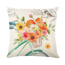 Botanical Floral Pillowcase Pillow Cover Butterfly Print Cushion Cover