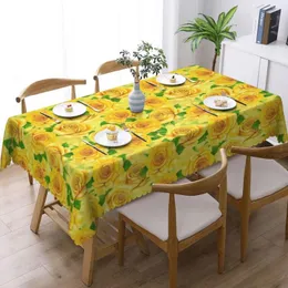 Tischtuch Aquarell Rosen Tischdecke gelber Blumendruck im Freien rechteckige Abdeckung Tischdecke lustiges Design für Party