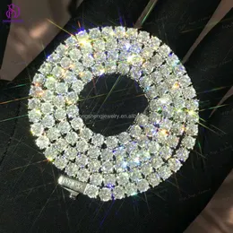 Hip Hop Fashion Jewelry Naszyjniki Niestandardowe 5 mm 6 mm luksus 925 Srebrny VVS Diamond Moissanite Tennis łańcuch tenisowy dla męskich