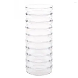 Butelki do przechowywania 10pcs Plastikowe sterylne dania Petriego naczynia bakteryjne z pokrywkami 55x15 mm 90x15 mm laboratoryjne laboratorium naukowe