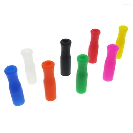 Disposable Cups Straws 35 Pcs Eco Friendly Stainless Steel Tips Covers Eco-friendly Silicone Protectors Toppers