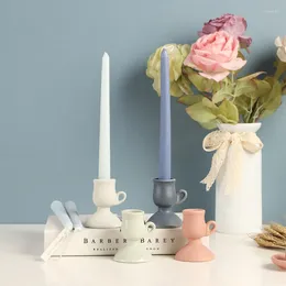 Titulares de vela nórdicos coloridos de café com cerâmica mesa de cabana doméstica Ornamentos da sala de estar em casa
