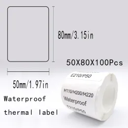 Papier 5pk E210 P50 -Etikettpapieraufkleber 50*80 mm 100pcs/roll weiße Etikett Klebeband wasserdichtem Tag Aufkleber für E210 Etikettdrucker M110 M220