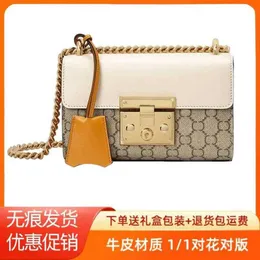 New original family chain womens bag crossbody with vintage lock buckle feeling small square one shoulder and armpits