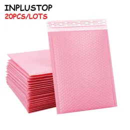 封筒Inplustop 20pcs/lot Pink Expressバブル配送バッグセルフシールオーガナイザーパッド付きクーリエポーチポリショックプルーフバブルメーラーバッグ