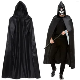 Party Decoration Grim Costume Set Halloween Black Hooded Cloak Plastic Scythe Unisex Death Robe Fancy Dress Vuxna Devil Vampire Wizard