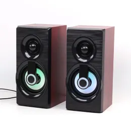 Динамики музыкальные динамики USB Wired Mini Computer Dinkers Bass Stereo Wooden PC Home Dinger 3,5 мм Aux для ноутбука настольные смартфоны смартфоны