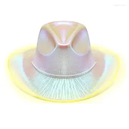 Beret Elegancka kobieta LED LED Cowgirls Hat Illumined Multi-color na wesele