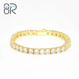 4x6mm 8 VVS Moissanite Tennis Bracelet Wholesale Bling Iced Out Gold Plated 925 Silver Fine Jewelry Link Chain