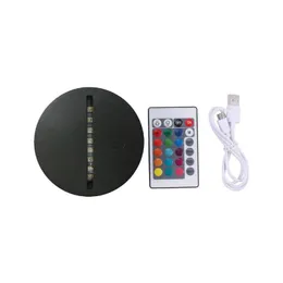 야간 조명 RGB LED 램프베이스 3D 환상 4mm 아크릴 라이트 패널 AA 배터리 또는 DC 5V USB 드롭 배달 조명 실내 DHEC8