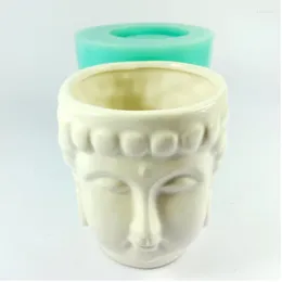 Backformen Przy Schimmel Silikon 3D -Vase Formen Zementblüten Töpfe Buddha Kopfform klassisches Hausmöbel Desktop -Dekorationen Silica Gel