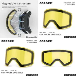 Ski Goggles 교체 렌즈 렌즈 렌즈 Copozz Model20101 안티 포고 UV400 안경 스노우 보드 안경 전용 드롭 배달 스포츠 야외 S otejh