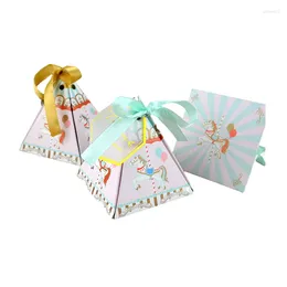 غلاف الهدية 10/20/10pcs carousel candy box paper الشوكولاتة مربعات التعبئة والتغليف حقيبة مع علامة الزفاف العلامة الشريط