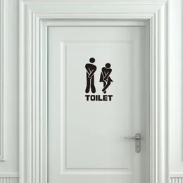 WC Toilet Entrance Sign Door Stickers for Public Place Home Decoration Creative Pattern Wall Decals Diy Funny Vinyl Mural Art