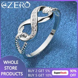 Anelli a grappolo AliZero 925 Sterling Silver Zircone Ring a 8 a forma di donna Banda di fidanzamento del matrimonio Eterno Manifesto Gioielli Regalo