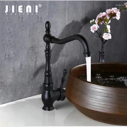 الحمام الحمام صنبور Jieni Matte Black Kitchen Faucet Basin Mater Mixer Mixer Tap Solid Brass