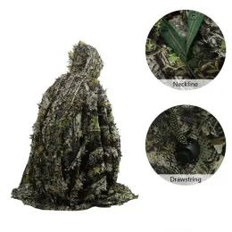 Conjuntos/ternos folhas táticas Poncho de camuflagem Jungle Woodland que obtenha o Birding Birdable Unissex Militar Hunting Ghillie Suit 3d Maple Leaf Cape