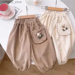 Trousers Girls Pants Long Trousers Cotton 2024 Sweet Spring Autumn Teenagers Babys Kids Pants OutdoorTeenagers Childrens Clothing L46