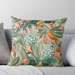 Pillow Vintage Orange Tropical Bird Jungle Botanical Garden Throw Rectangular Cover Christmas Case